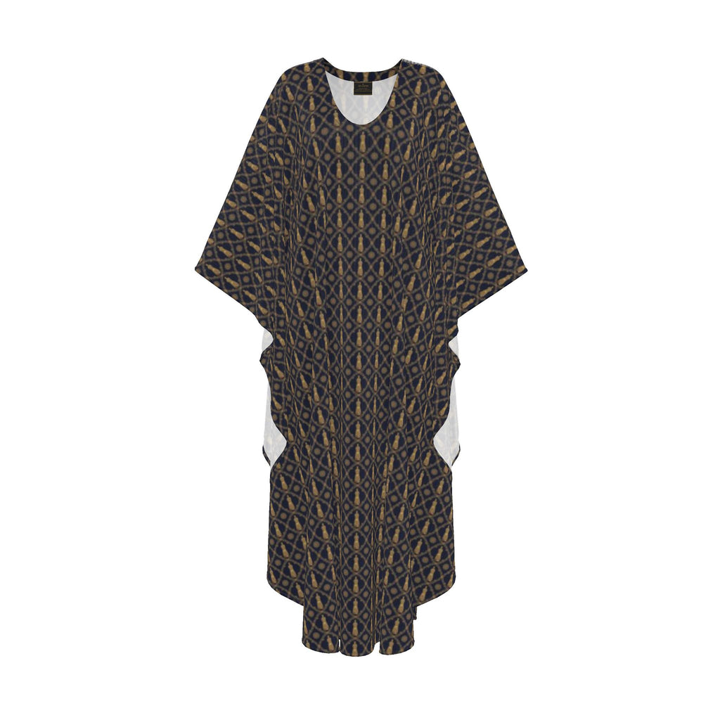 Aryamehr Empress Kaftan aus Seidengeorgette – Marine & Gold