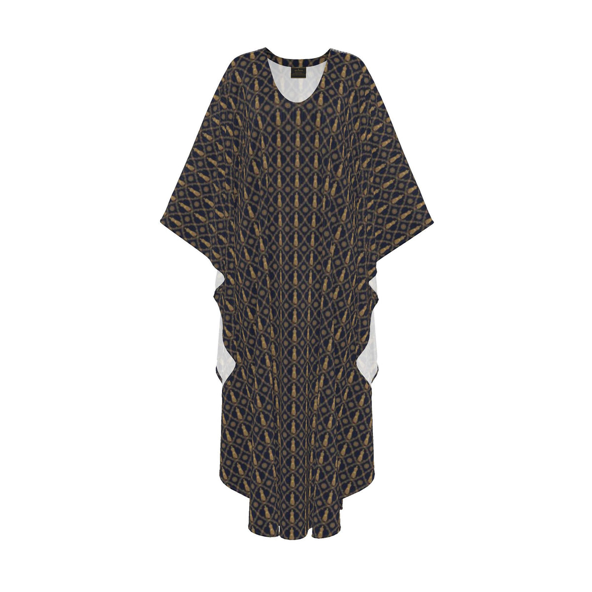 Aryamehr Empress Kaftan aus Seidengeorgette – Marine & Gold