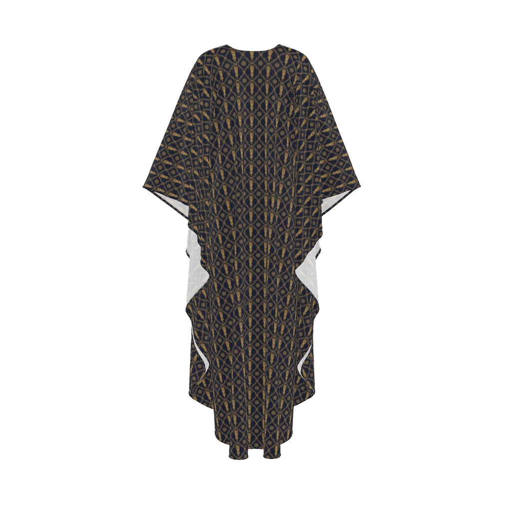 Aryamehr Empress Kaftan aus Seidengeorgette – Marine & Gold