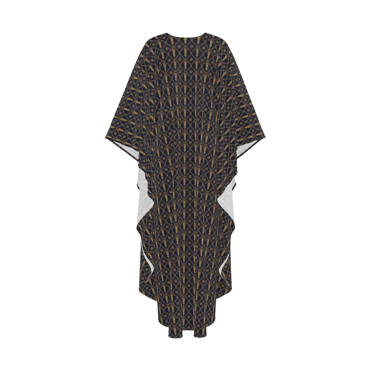 Aryamehr Empress Kaftan aus Seidengeorgette – Marine & Gold