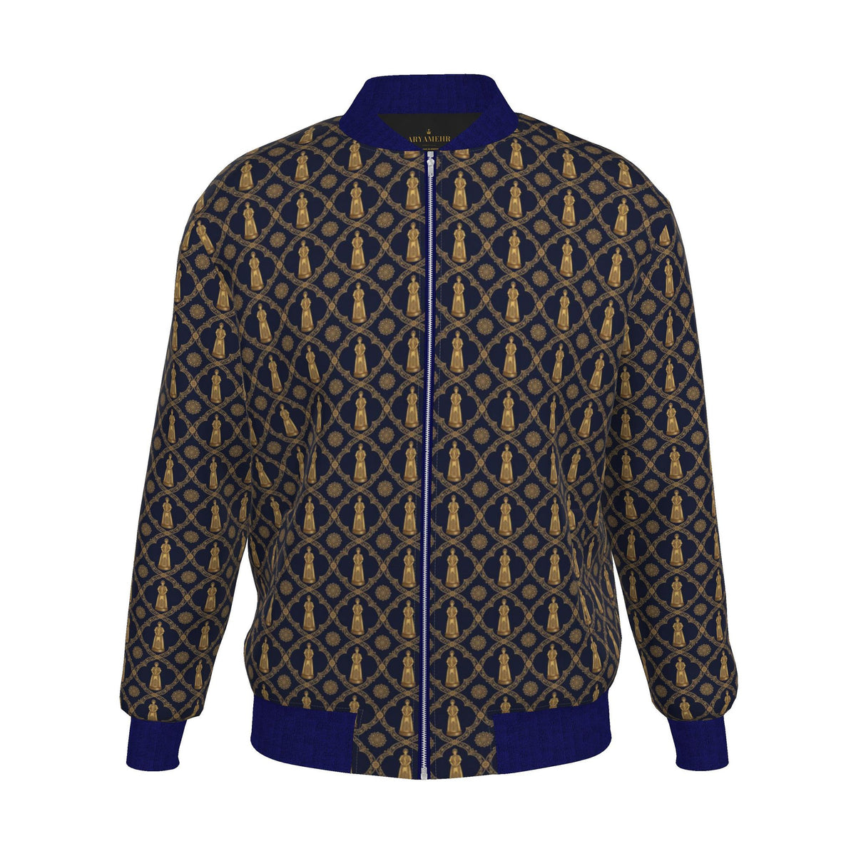 Aryamehr Empress Bomberjacke Herren Duchesse-Satin Marine & Gold