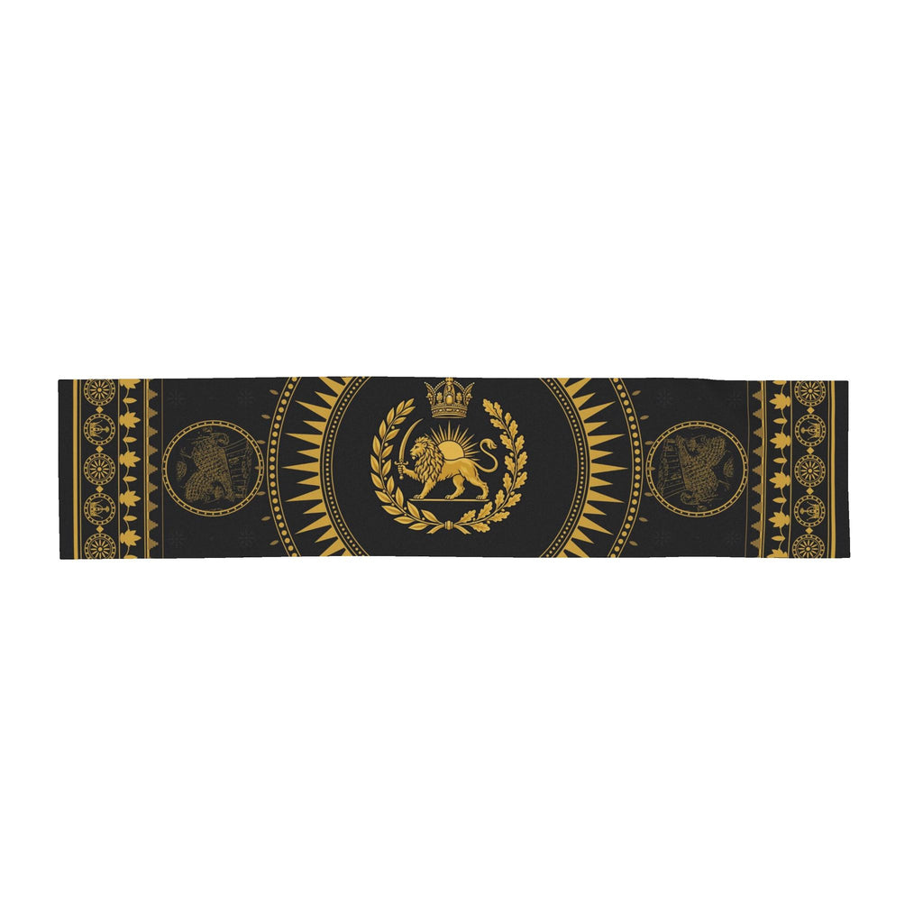 Aryamehr Seidentuch 90×90 Löwe und Sonne – Schwarz & Gold