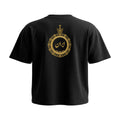 Aryamehr Iran Kalligrafie T-Shirt schwarz, 425 g/m² Oversize – großer Rückendruck „ایران“ in Gold, Produktfoto