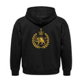 Aryamehr Löwe und Sonne Hoodie schwarz, 440 g/m² Oversize – großer Rückendruck in Gold, Produktfoto