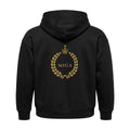 Aryamehr MIGA Hoodie schwarz, 440 g/m² Oversize – großer Rückendruck in Gold, Produktfoto