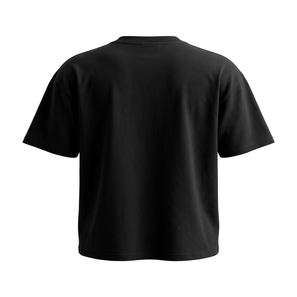 Aryamehr MIGA T-Shirt schwarz, 425 g/m² Oversize – Rückseite ohne Druck, Produktfoto