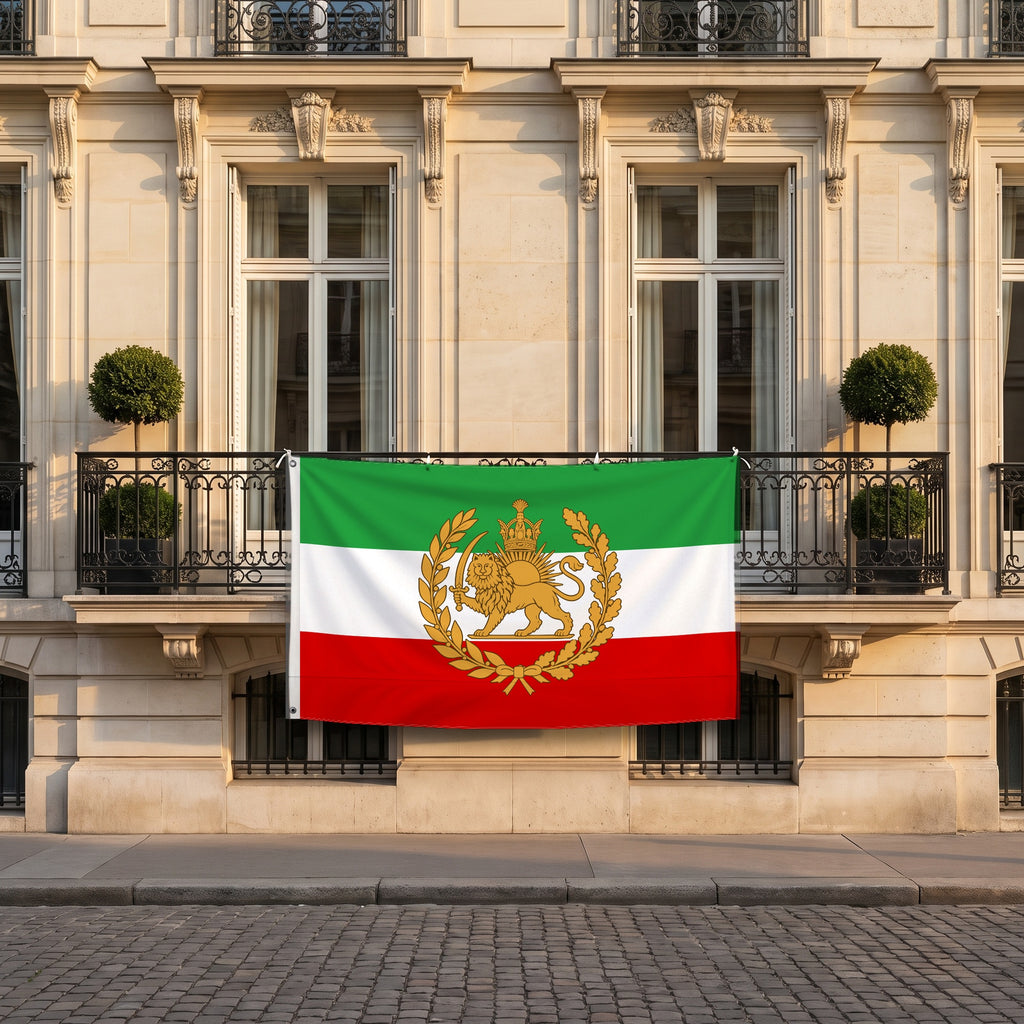 Aryamehr Historische Iran-Flagge Löwe und Sonne 150×90 cm