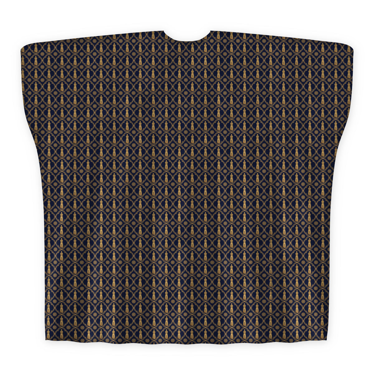 Aryamehr Empress Kaftan aus Seidengeorgette – Marine & Gold