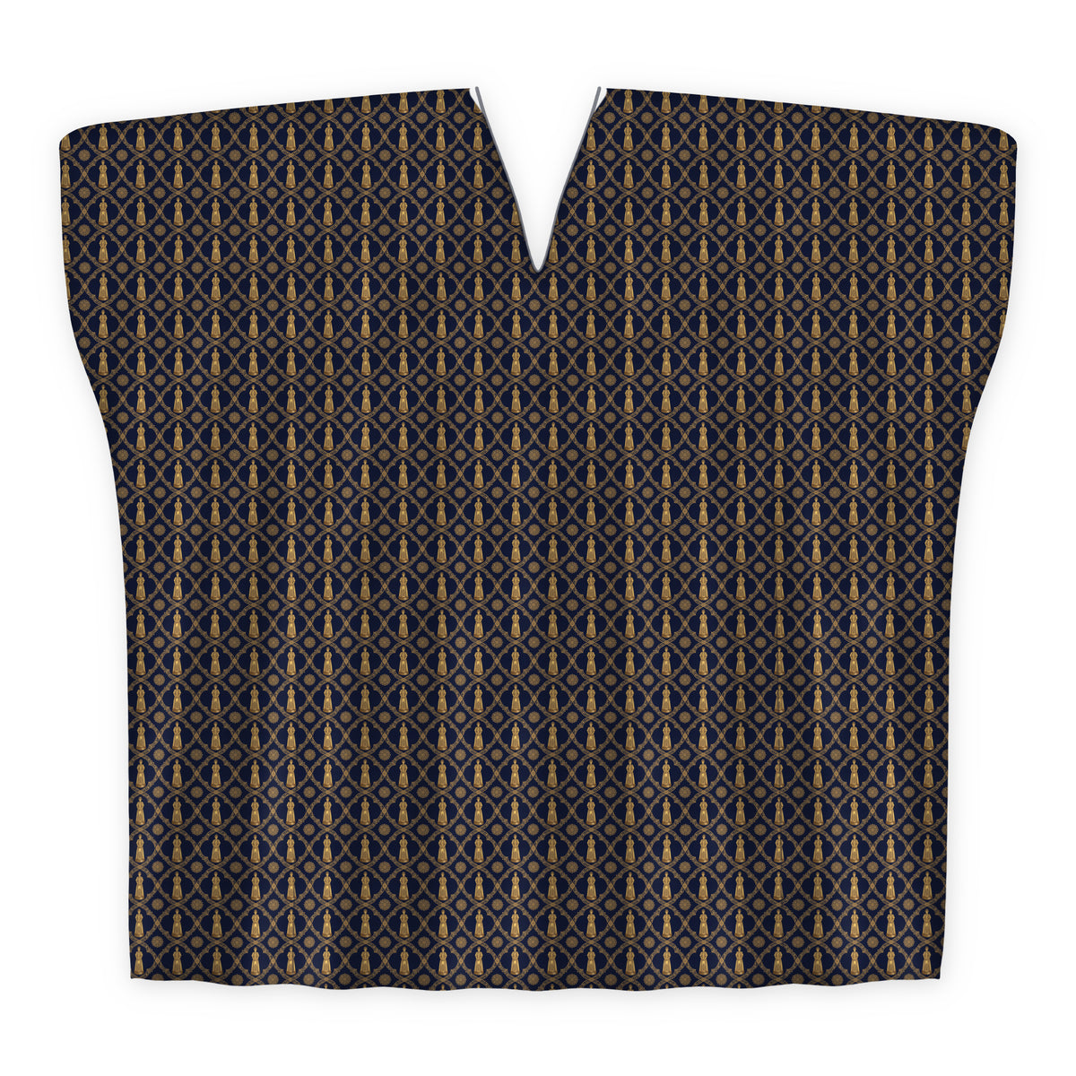 Aryamehr Empress Kaftan aus Seidengeorgette – Marine & Gold
