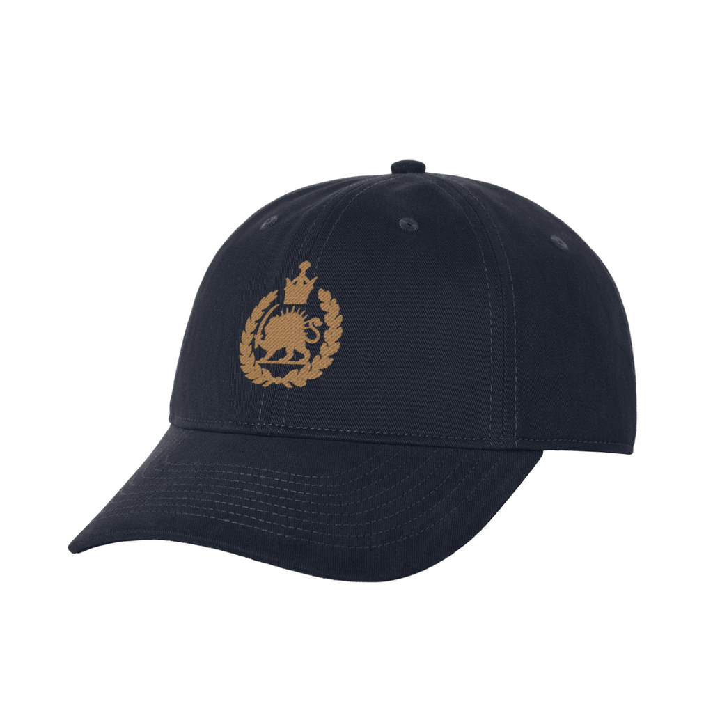 Löwe und Sonne Cap Navy – Produktvorschau des Druckpartners (Vorderseite)